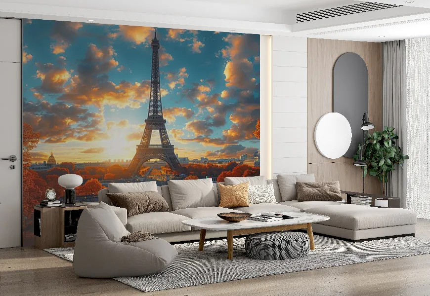 کاغذ دیواری سه بعدی برج ایفل | کاغذ دیواری سه بعدی برج ایفل