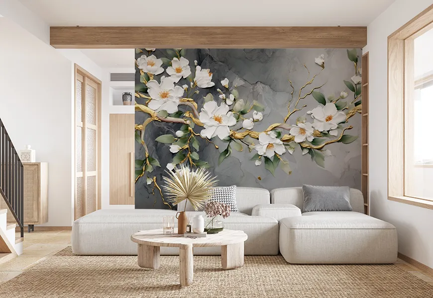کاغذ دیواری سه بعدی طرح شکوفه | کاغذ دیواری سه بعدی طرح شکوفه