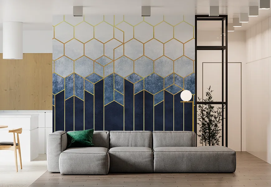 کاغذ دیواری با طرح شش ضلعی | کاغذ دیواری با طرح شش ضلعی