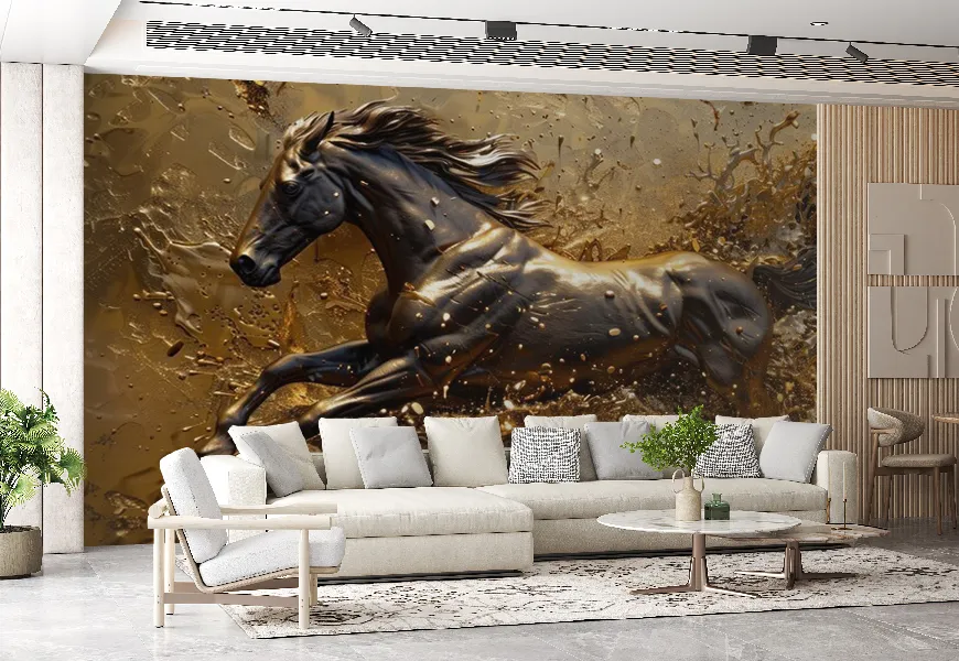 کاغذ دیواری سه بعدی اسب | کاغذ دیواری سه بعدی اسب