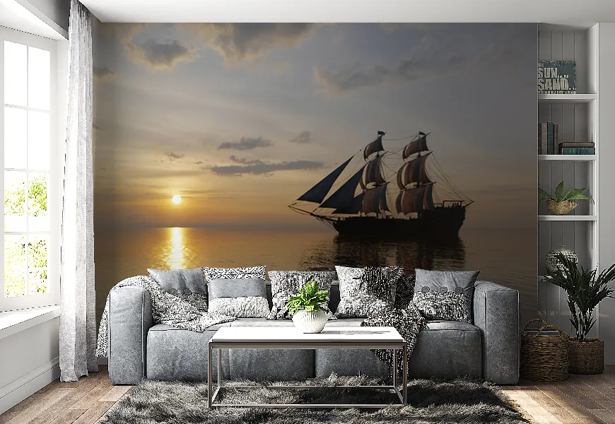 کاغذ دیواری طرح کشتی | کاغذ دیواری طرح کشتی