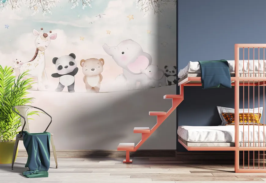 کاغذ دیواری اتاق نوزاد طرح حیوانات