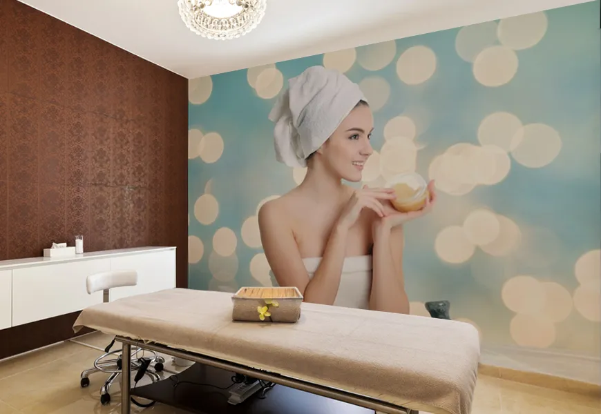 کاغذ دیواری کلینیک زیبایی طرح پرتره زن