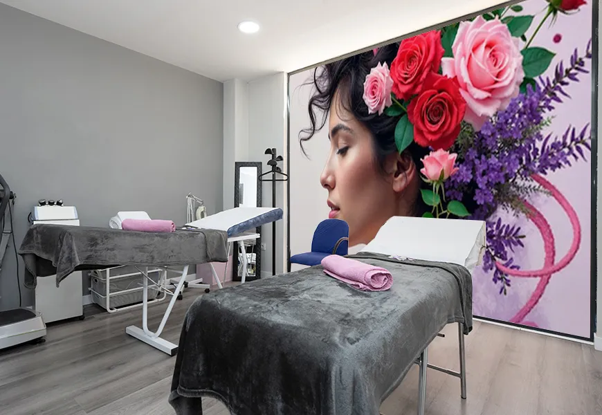 پوستر کلینیک زیبایی طرح چهره و گل