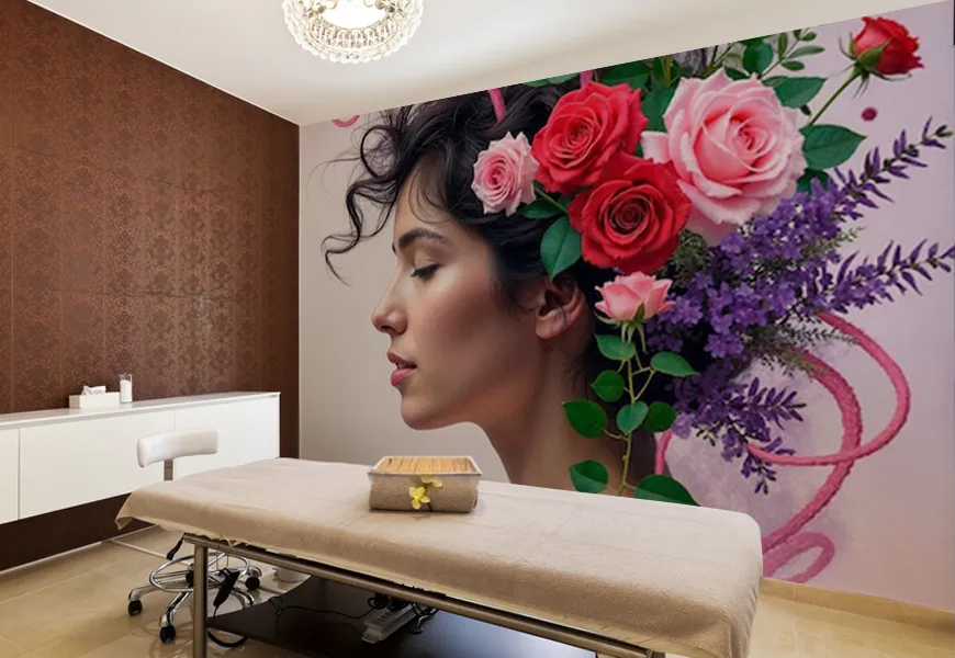 پوستر کلینیک زیبایی طرح چهره و گل