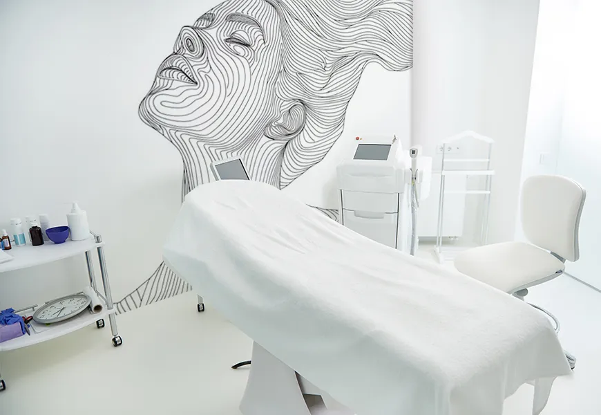 کاغذدیواری کلینیک زیبایی طراحی چهره با خط