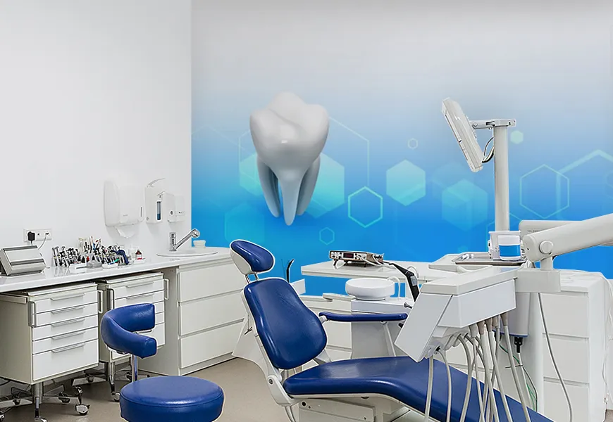 کاغذ دیواری 3 بعدی دندانپزشکی طرح دندان