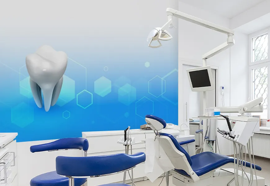 کاغذ دیواری 3 بعدی دندانپزشکی طرح دندان