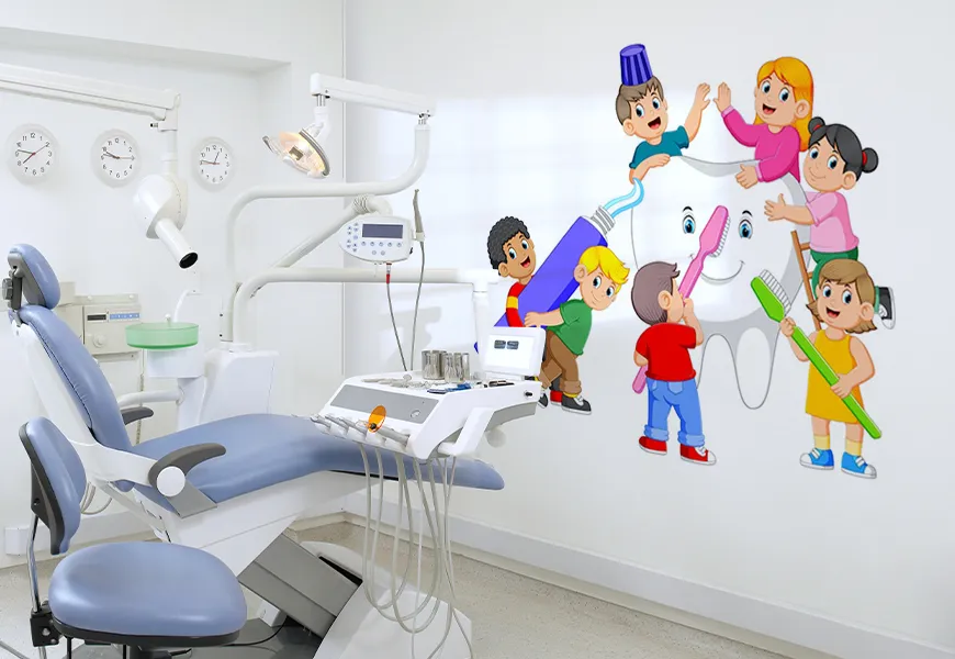 کاغذ دیواری طرح کلینیک دندانپزشکی کودکان
