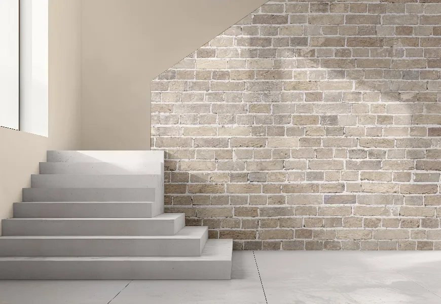 پوستر دیواری سه بعدی طرح آجری روشن