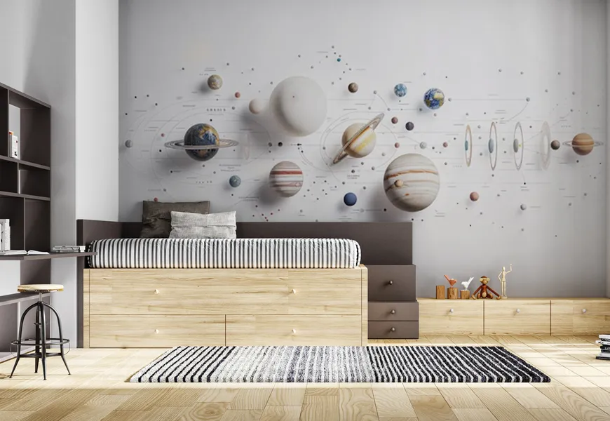 کاغذ دیواری کهکشان طرح منظومه شمسی