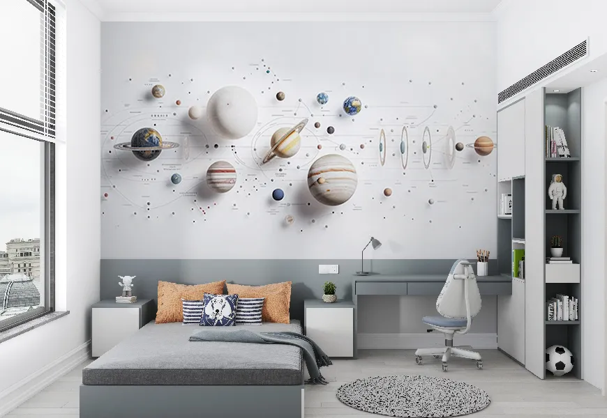 کاغذ دیواری کهکشان طرح منظومه شمسی