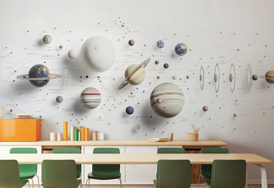 کاغذ دیواری کهکشان طرح منظومه شمسی
