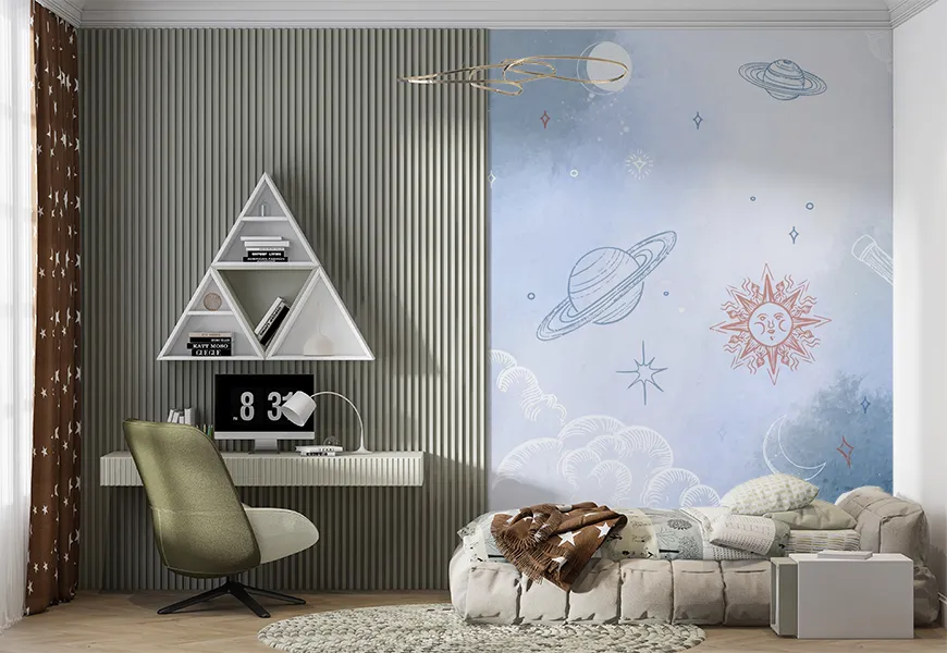 کاغذ دیواری کارتونی طرح کهکشانی