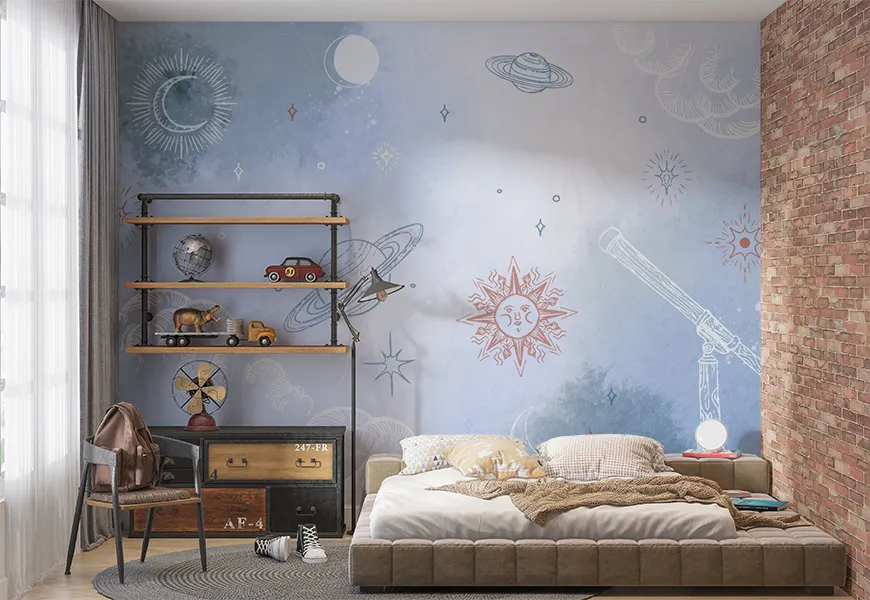 کاغذ دیواری کارتونی طرح کهکشانی