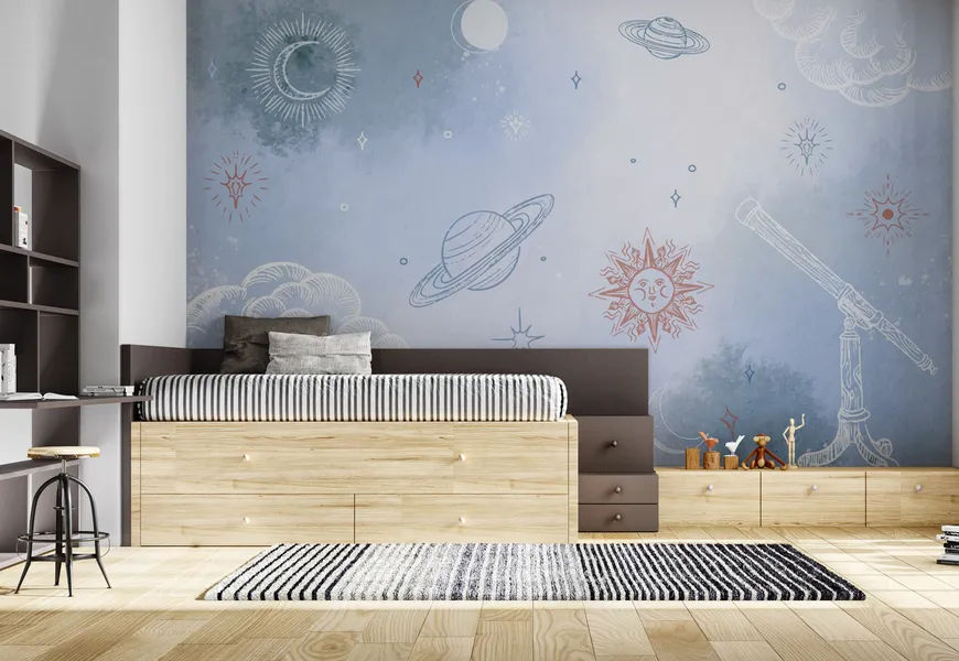 کاغذ دیواری کارتونی طرح کهکشانی