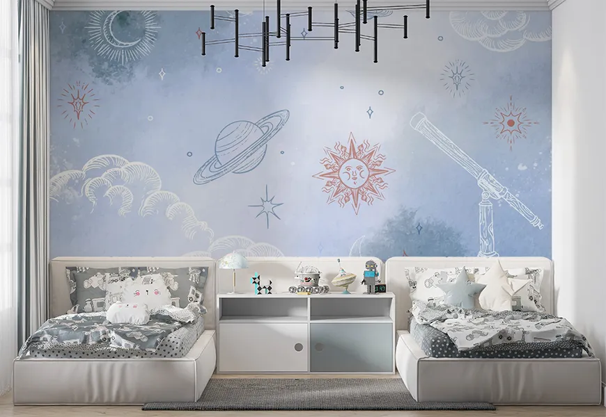 کاغذ دیواری کارتونی طرح کهکشانی