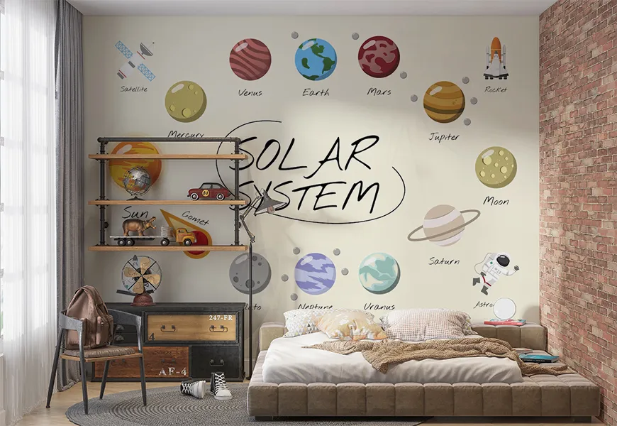 پوسترسه بعدی اتاق خواب طرح منظومه شمسی