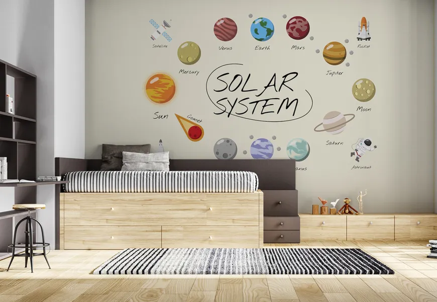 پوسترسه بعدی اتاق خواب طرح منظومه شمسی