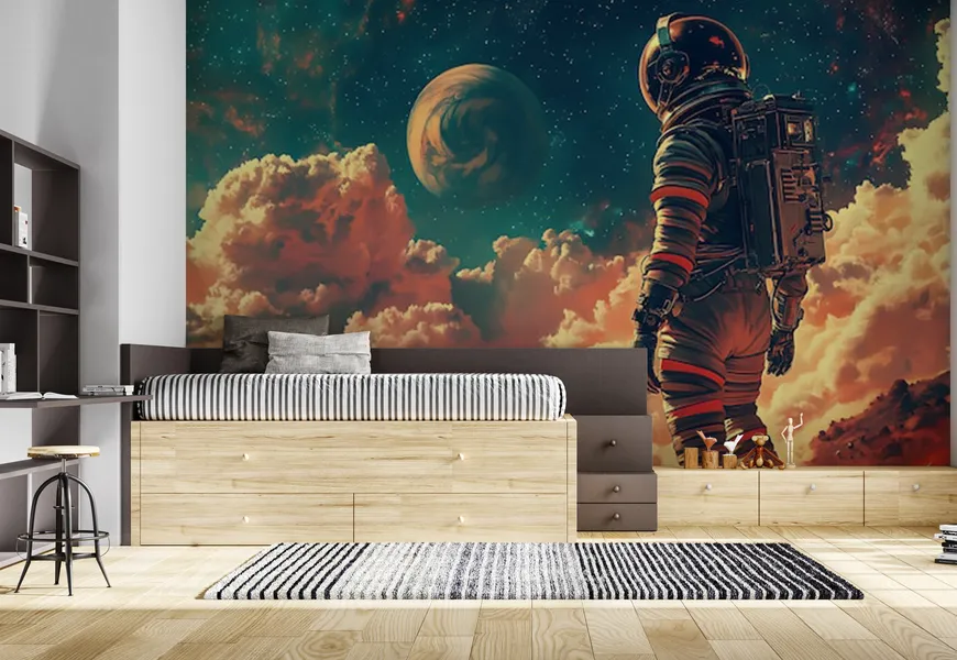 کاغذدیواری کهکشانی طرح فضانورد