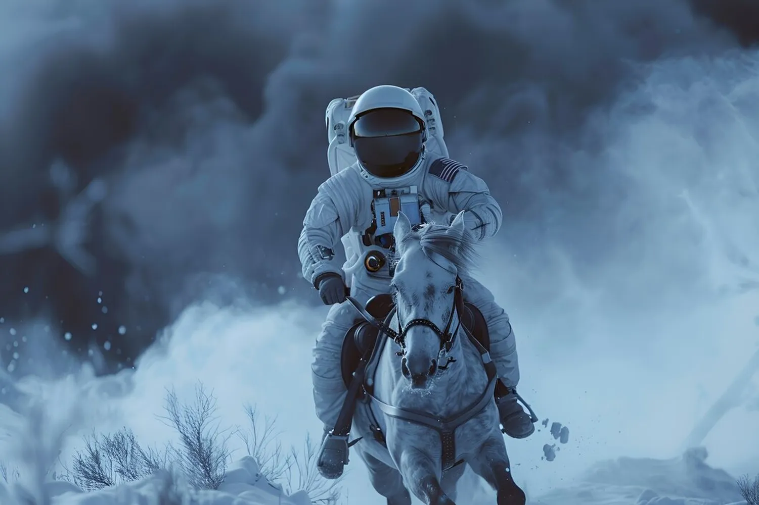 کاغذدیواری کهکشانی طرح فضانورد اسب سوار