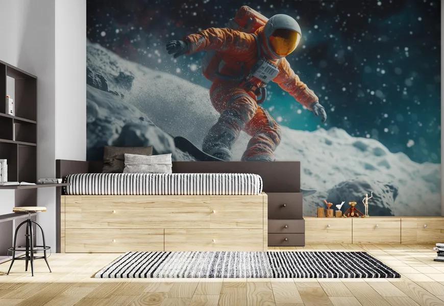 پوستر 3 بعدی طرح اسکیت در فضا