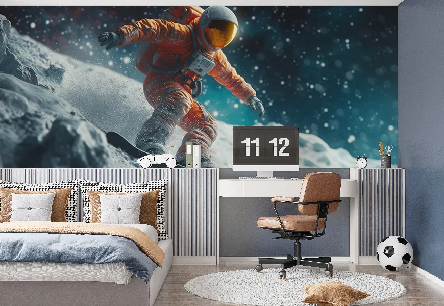 پوستر 3 بعدی طرح اسکیت در فضا