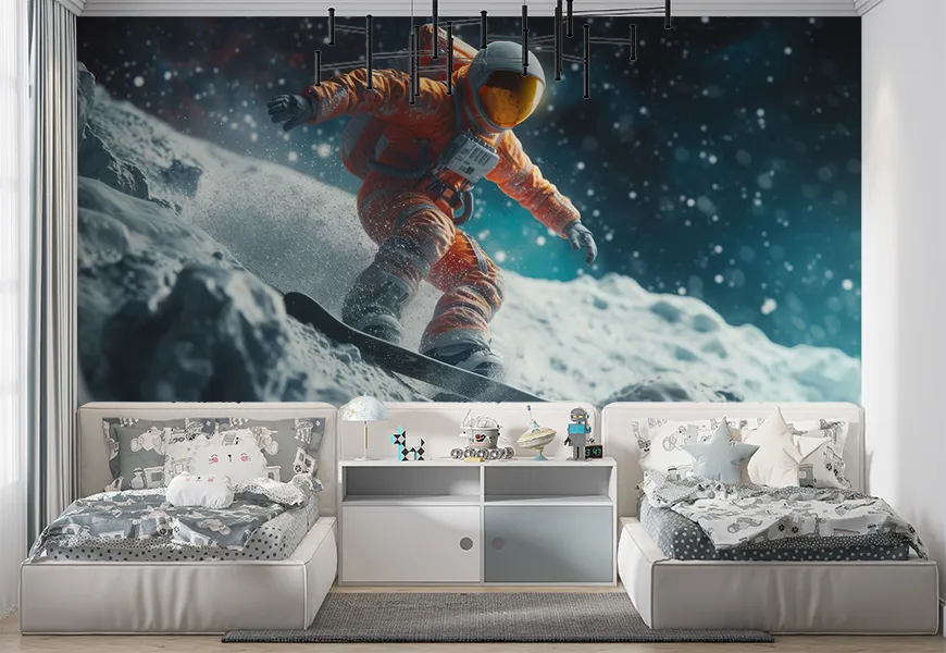 پوستر 3 بعدی طرح اسکیت در فضا