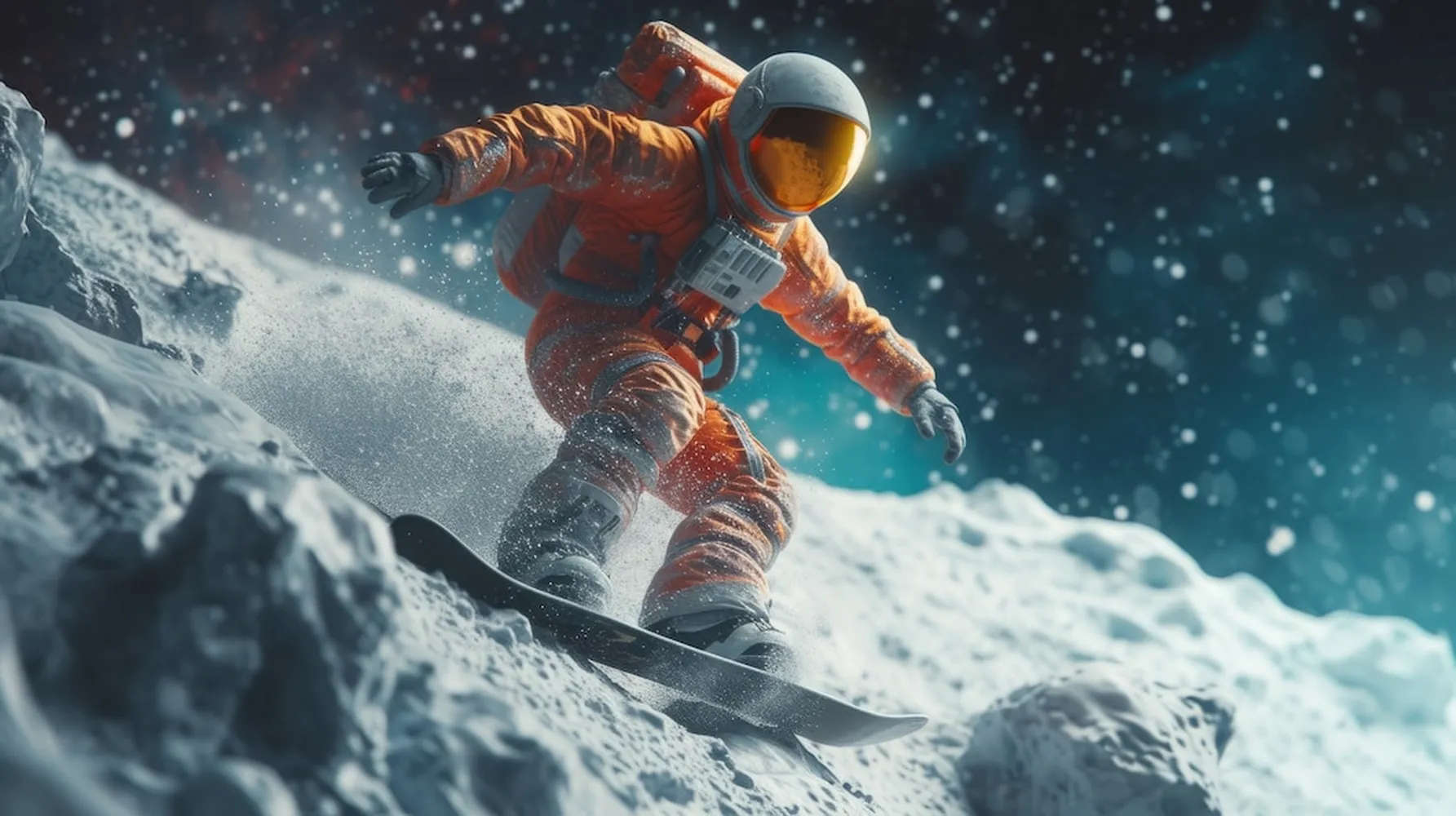 پوستر 3 بعدی طرح اسکیت در فضا