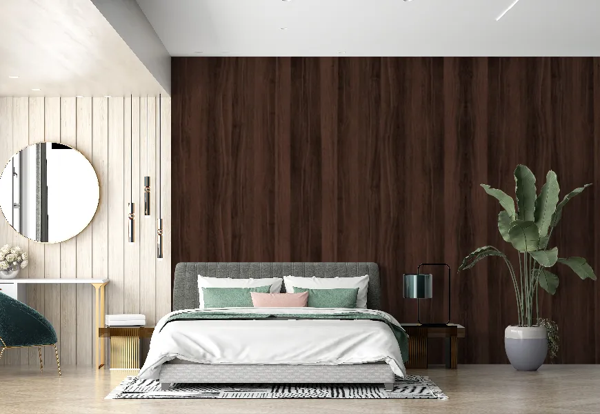 پوستر سه بعدی اتاق خواب طرح چوب راه راه