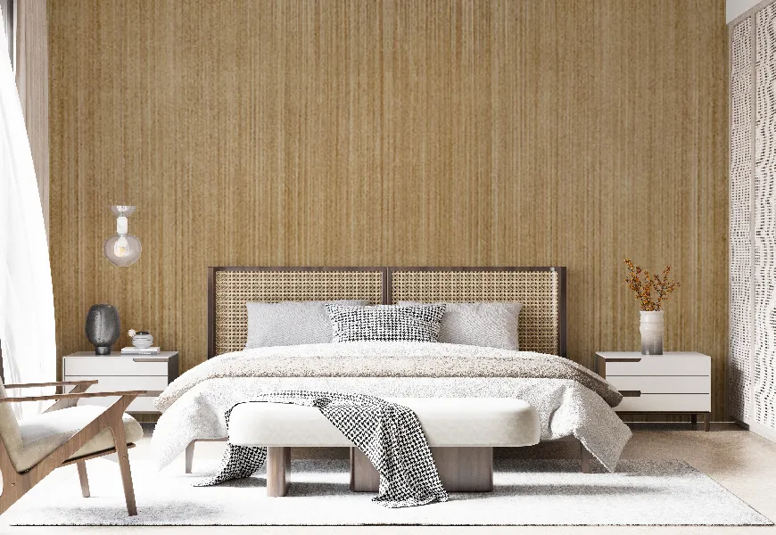 کاغذ دیواری اتاق خواب طرح چوب روشن