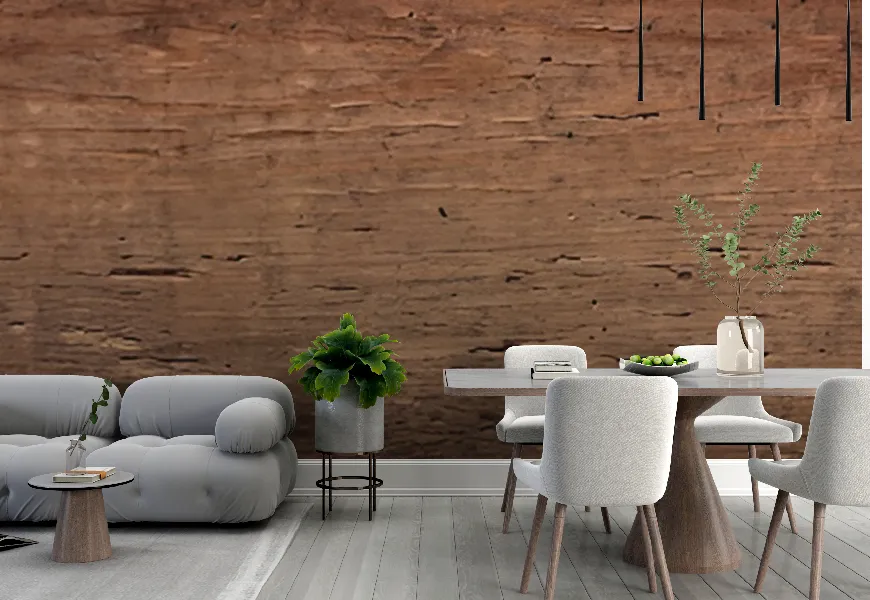 کاغذ دیواری سه بعدی پذیرایی طرح چوب