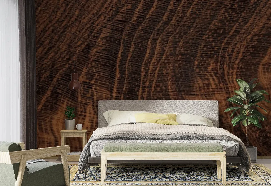 پوستر چوبی اتاق خواب طرح سطح برش درخت