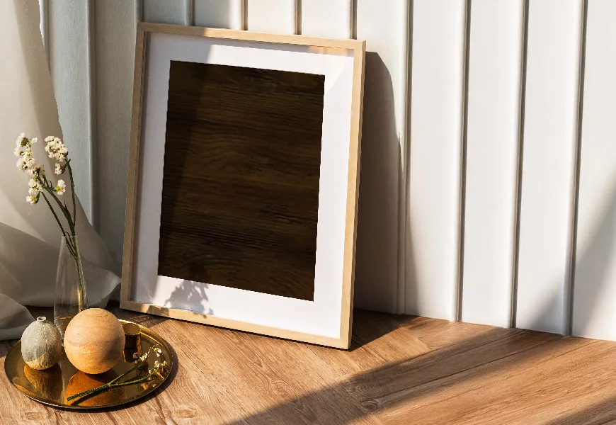 پوستر 3 بعدی طرح چوب قهوه ای تیره