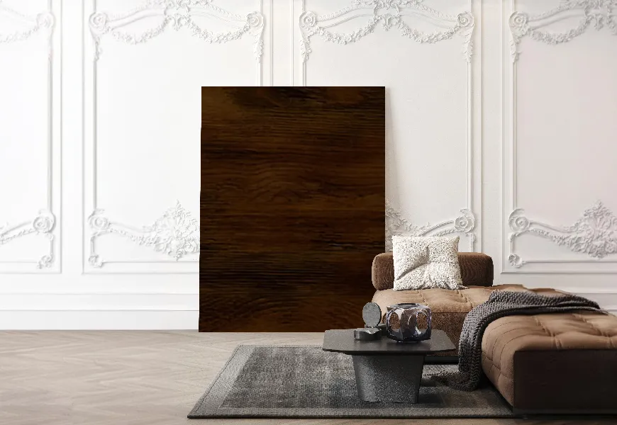 پوستر 3 بعدی طرح چوب قهوه ای تیره
