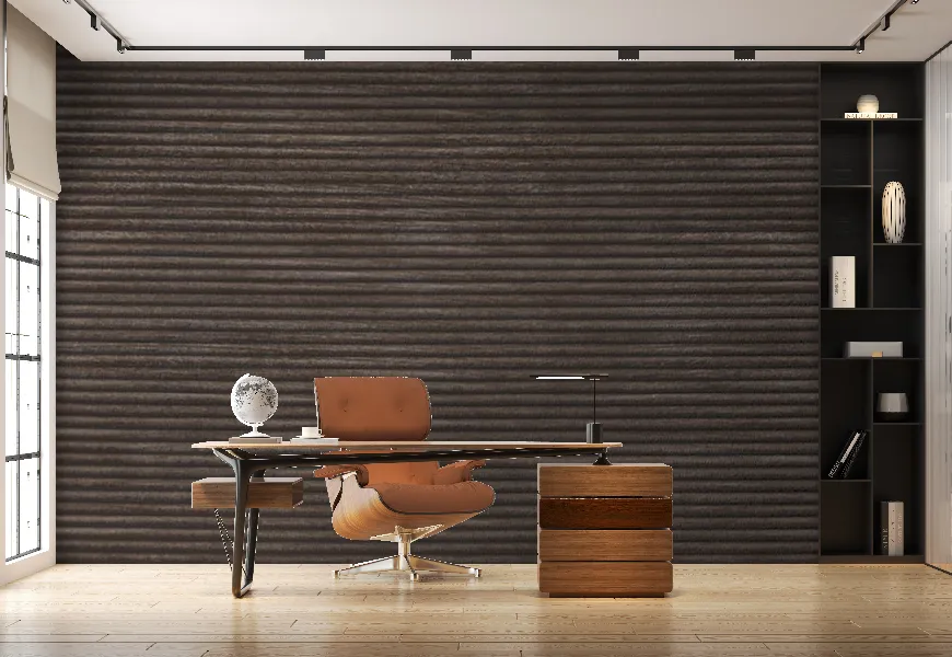 پوستر دیواری سه بعدی اداری طرح چوب باریک راه راه