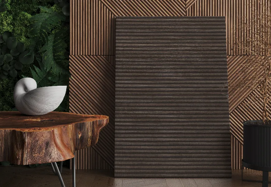 پوستر دیواری سه بعدی طرح چوب باریک راه راه