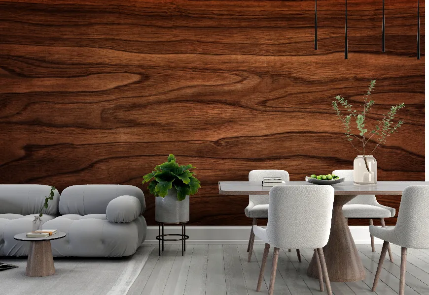 کاغذ دیواری چوبی پذیرایی طرح سطح برش درخت