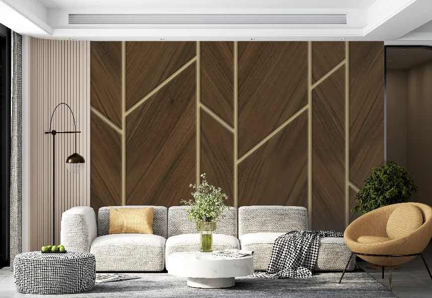 کاغذ دیواری چوبی طرح هندسی