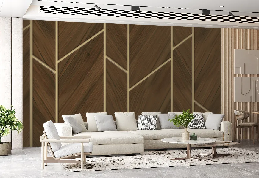 کاغذ دیواری چوبی طرح هندسی