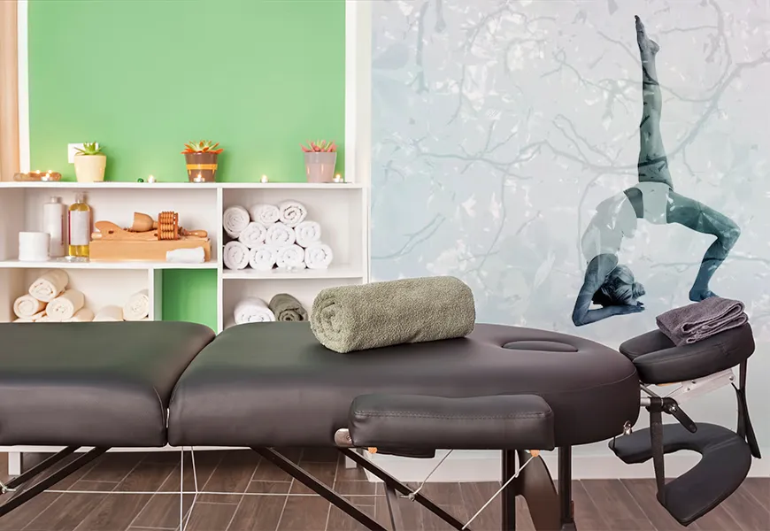 کاغذ دیواری فیزیوتراپی طرح زن ورزشکار