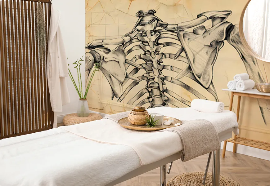 کاغذ دیواری فیزیوتراپی طرح نقاشی آناتومی