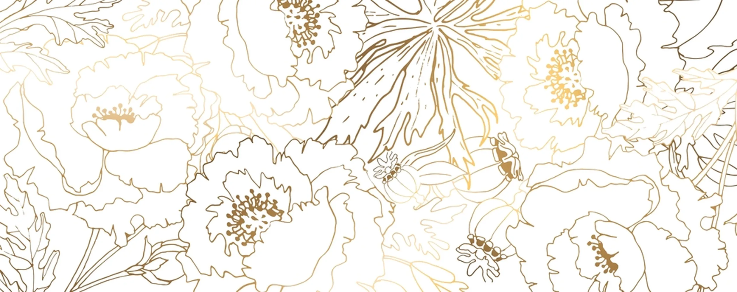 پوستر لاکچری طرح گل طلایی خطی
