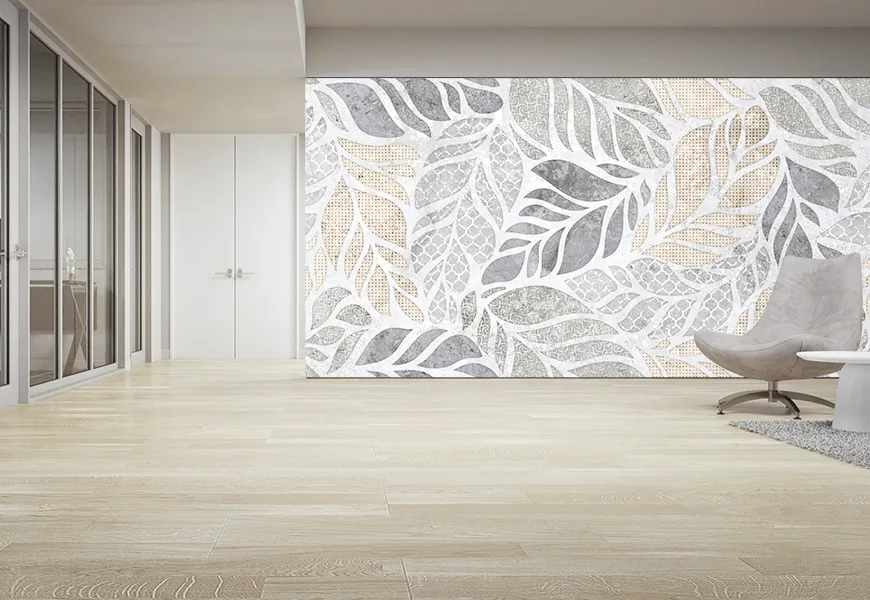 کاغذ دیواری سه بعدی مدرن طرح برگ