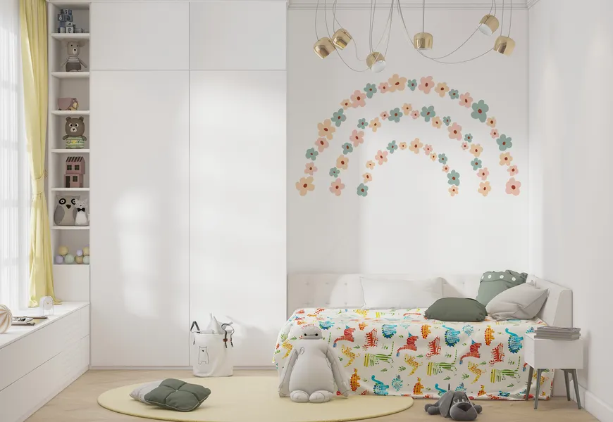 کاغذ دیواری سه بعدی اتاق خواب دخترانه طرح گل