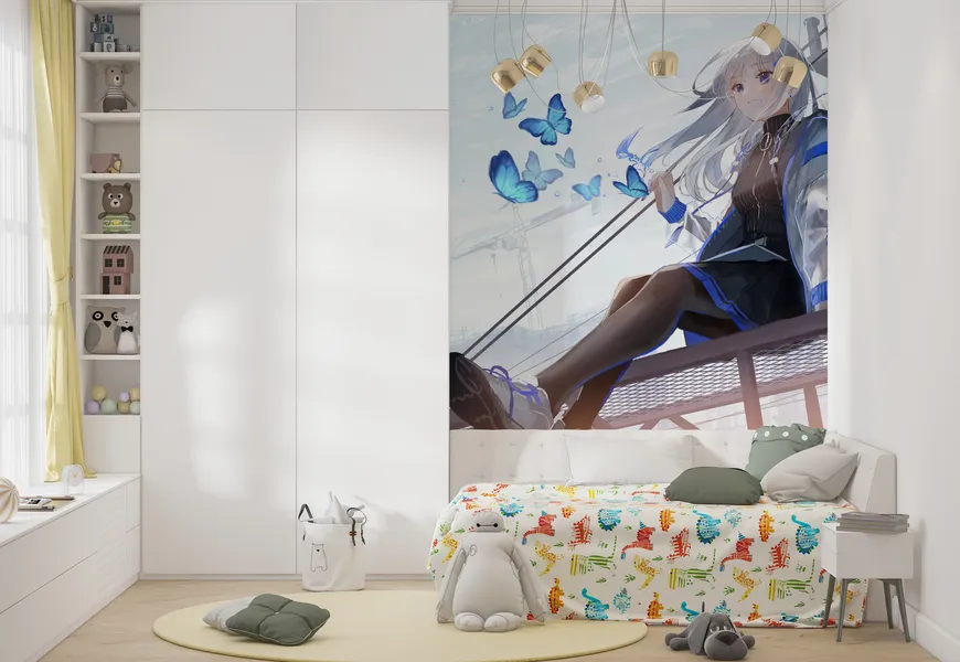 پوستر دیواری سه بعدی اتاق خواب دخترانه کارتونی انیمه