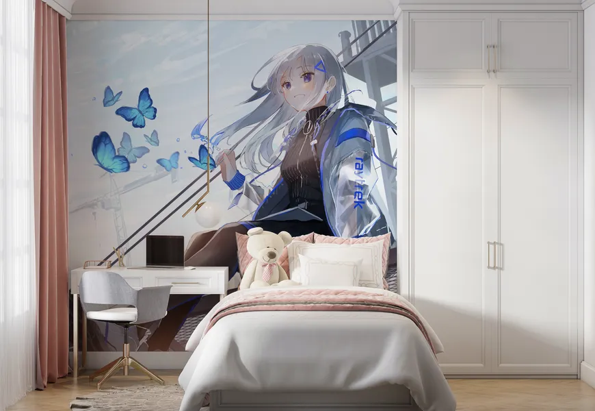پوستر دیواری سه بعدی اتاق خواب دخترانه کارتونی انیمه