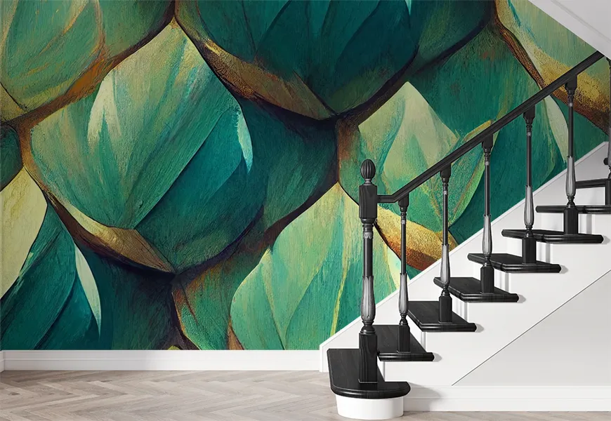 پوستر نقاشی خاص راه پله طرح هندسی برگ