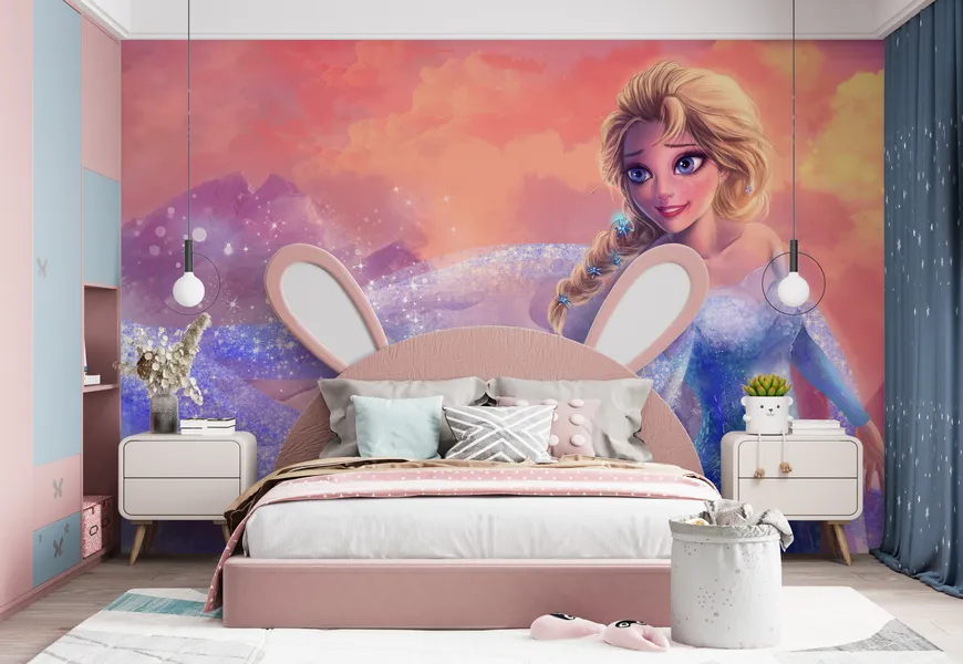 پوستر سه بعدی اتاق خواب دخترانه طرح کارتونی السا