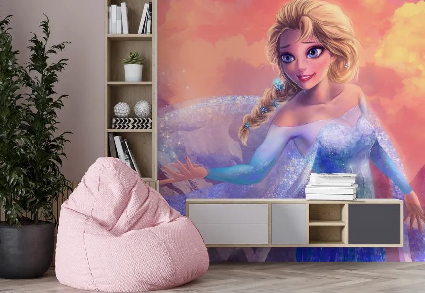پوستر سه بعدی اتاق خواب دخترانه طرح کارتونی السا
